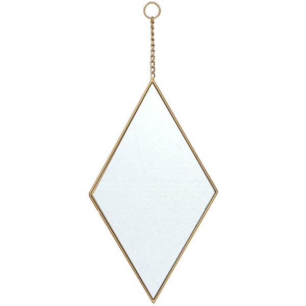 at home Gold Metal Diamond Shaped Hanging Wall Mirror 10x18