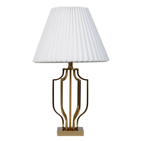 at home Gold Metal Medium Table Lamp with Pleated Empire Shade 24"