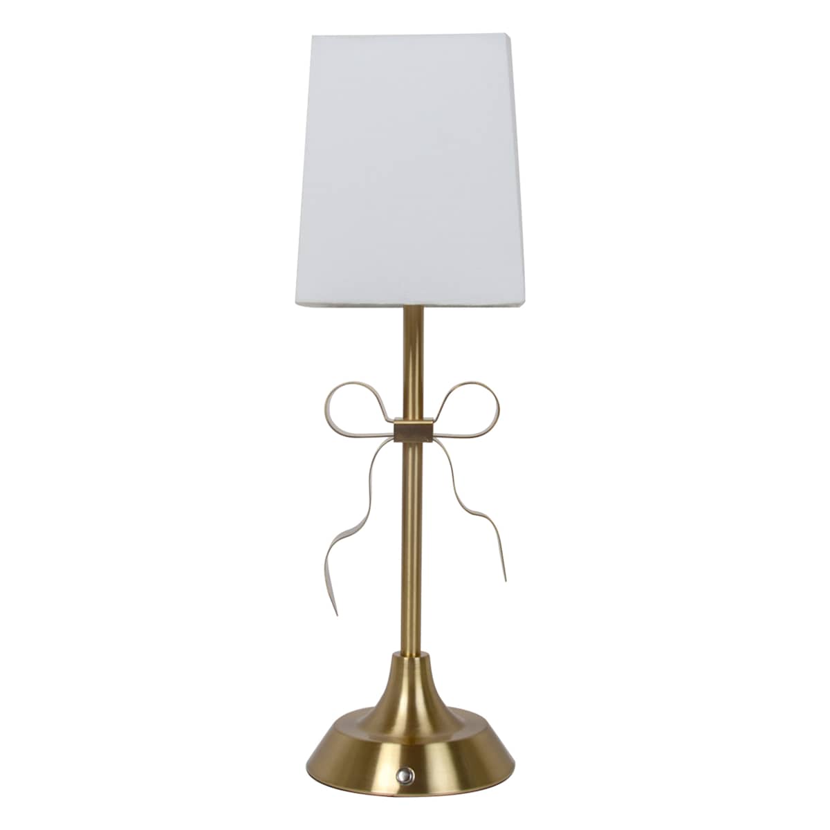 At Home Gold Portable Rechargeable Bow Small Lamp With Shade 15"