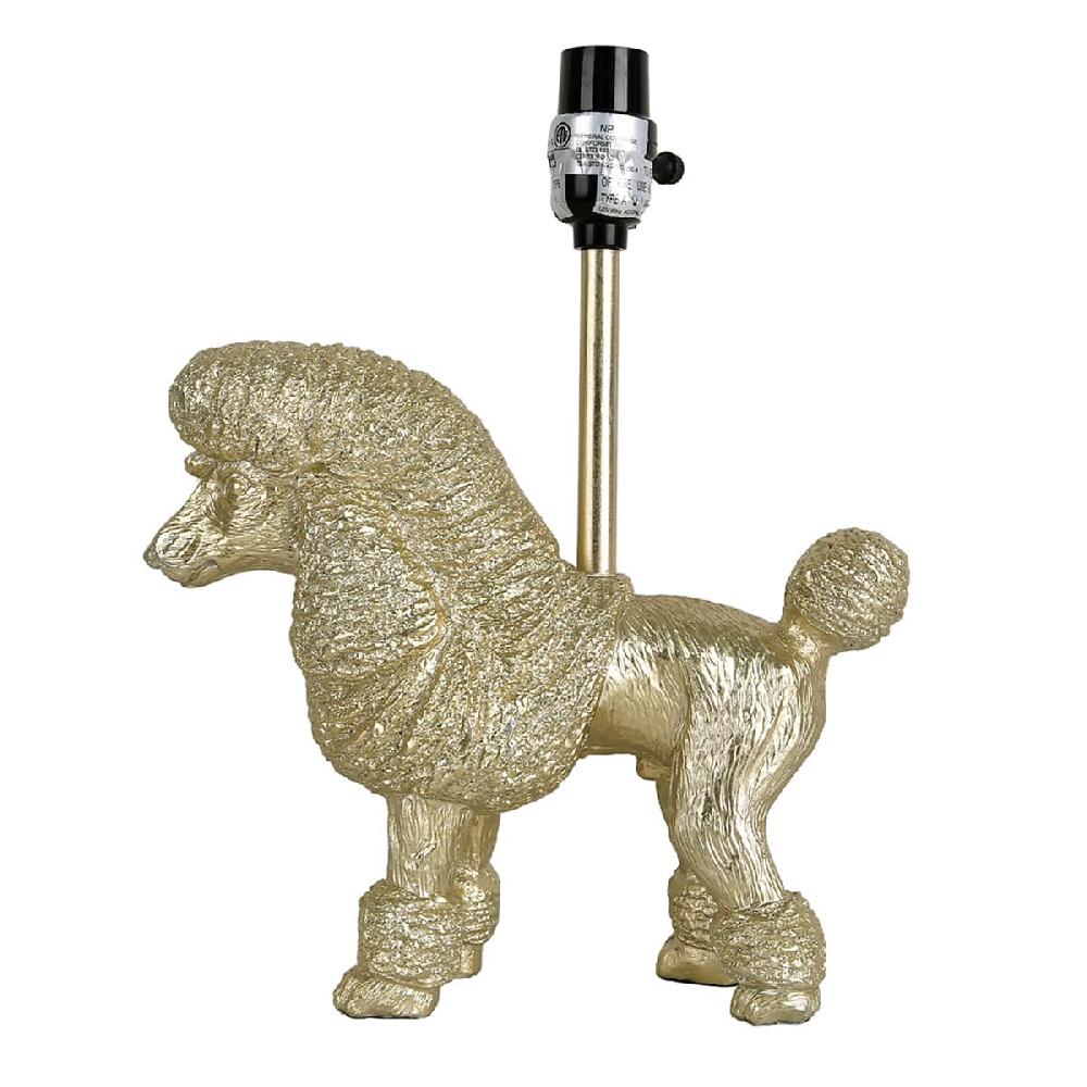 At Home Gold Resin Poodle Small Lamp With Pleated Empire Shade 18"