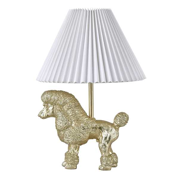 at home Gold Resin Poodle Small Lamp with Pleated Empire Shade 18"