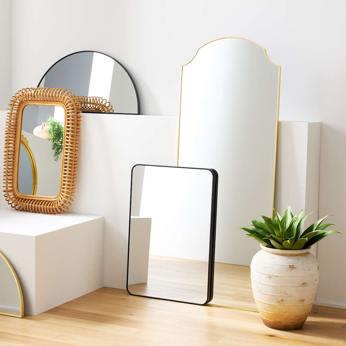 At Home Gold Scalloped Aluminum Leaner Mirror 27x70