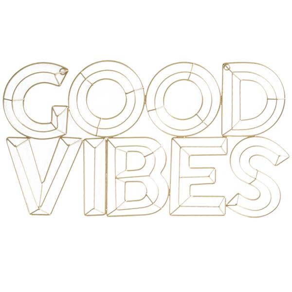 at home Good Vibes Gold Metal Cutout Wall Sign 14x25