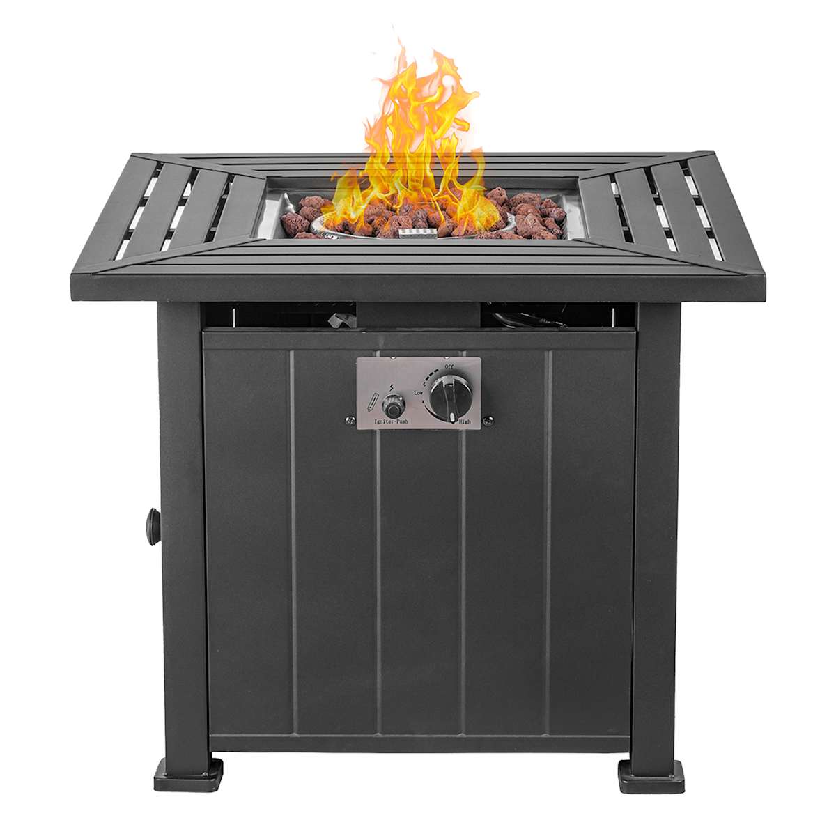At Home Grammercy Gas Fire Pit Table Stainless Steel Burner 50000 Btu 30"