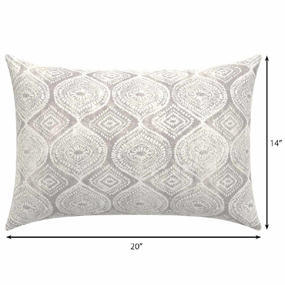 At Home Gray Patna Geo Lumbar Outdoor Throw Pillow 14x20