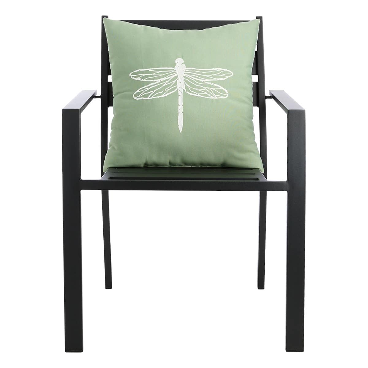 At Home Green Dragonfly Embroidered Square Outdoor Throw Pillow 18"