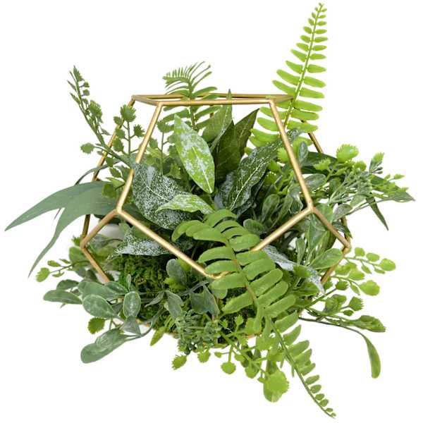 at home Greenery Arrangement with Gold Wire Frame 6"