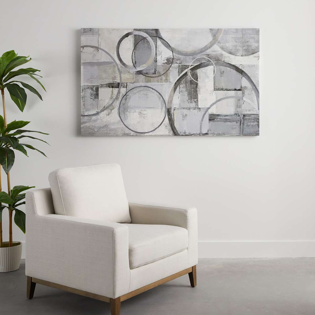 At Home Grey Abstract Printed Canvas Wall Art 30x60