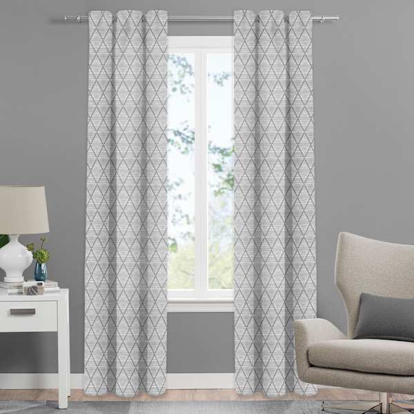 at home Grey Diamond Light Filtering Curtain Panel 84"