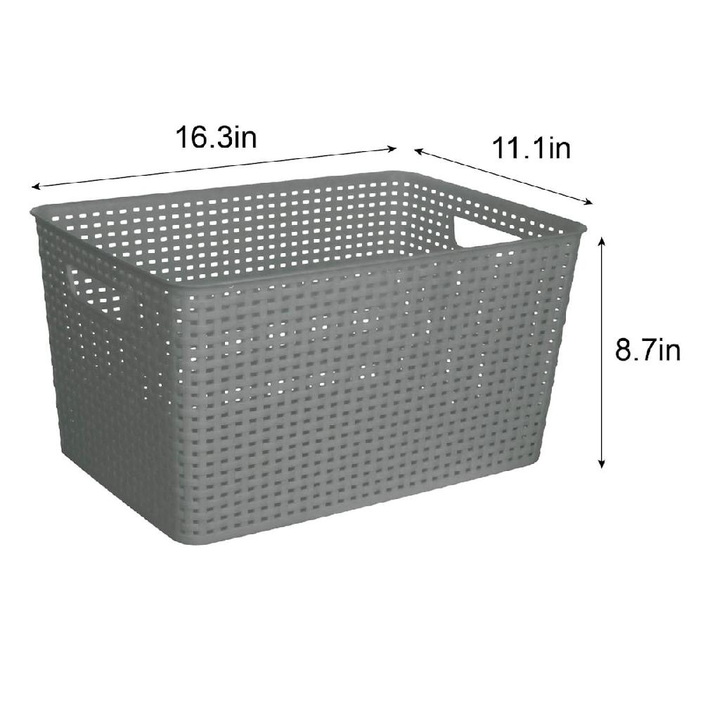 At Home Grey Rectangle Crossover Weave Storage Basket Extra Large