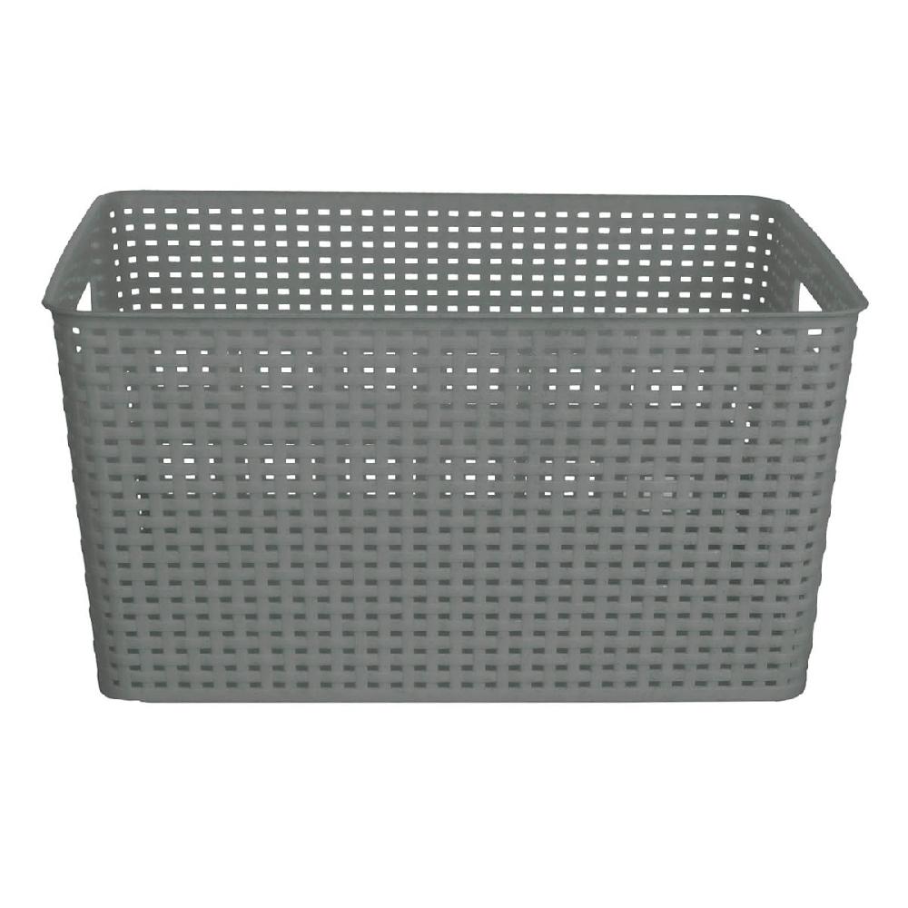 At Home Grey Rectangle Crossover Weave Storage Basket Extra Large