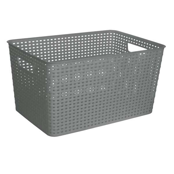 at home Grey Rectangle Crossover Weave Storage Basket Extra Large