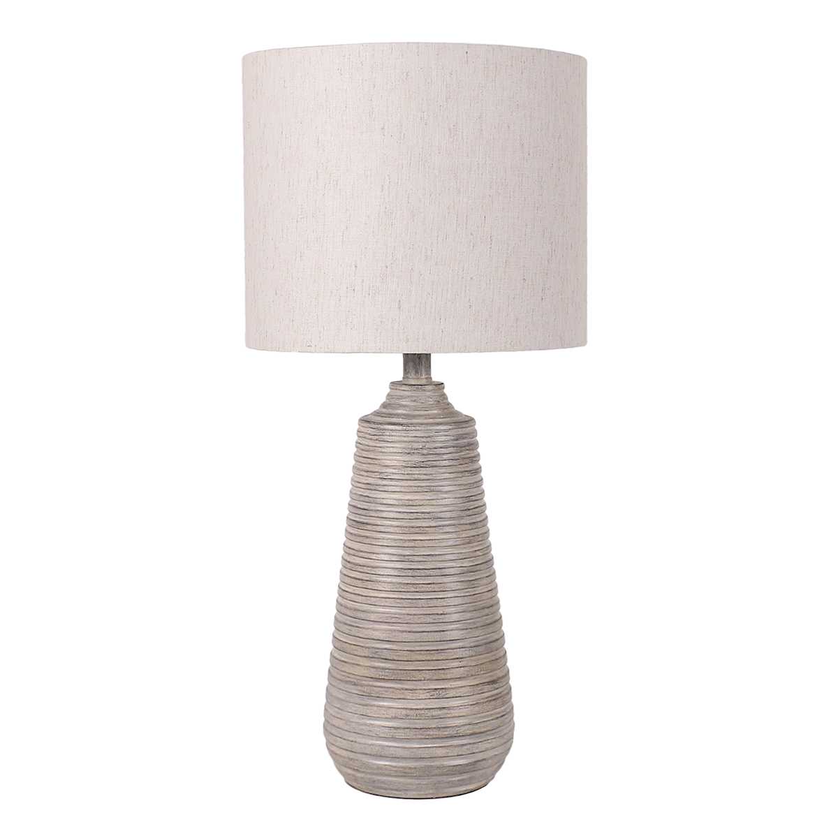 At Home Grey Ribbed Distressed Medium Table Lamp With Shade 26"