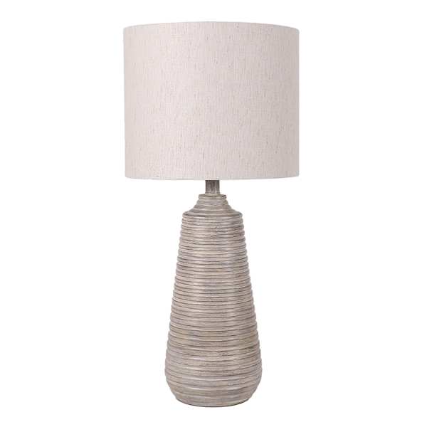 at home Grey Ribbed Distressed Medium Table Lamp with Shade 26"