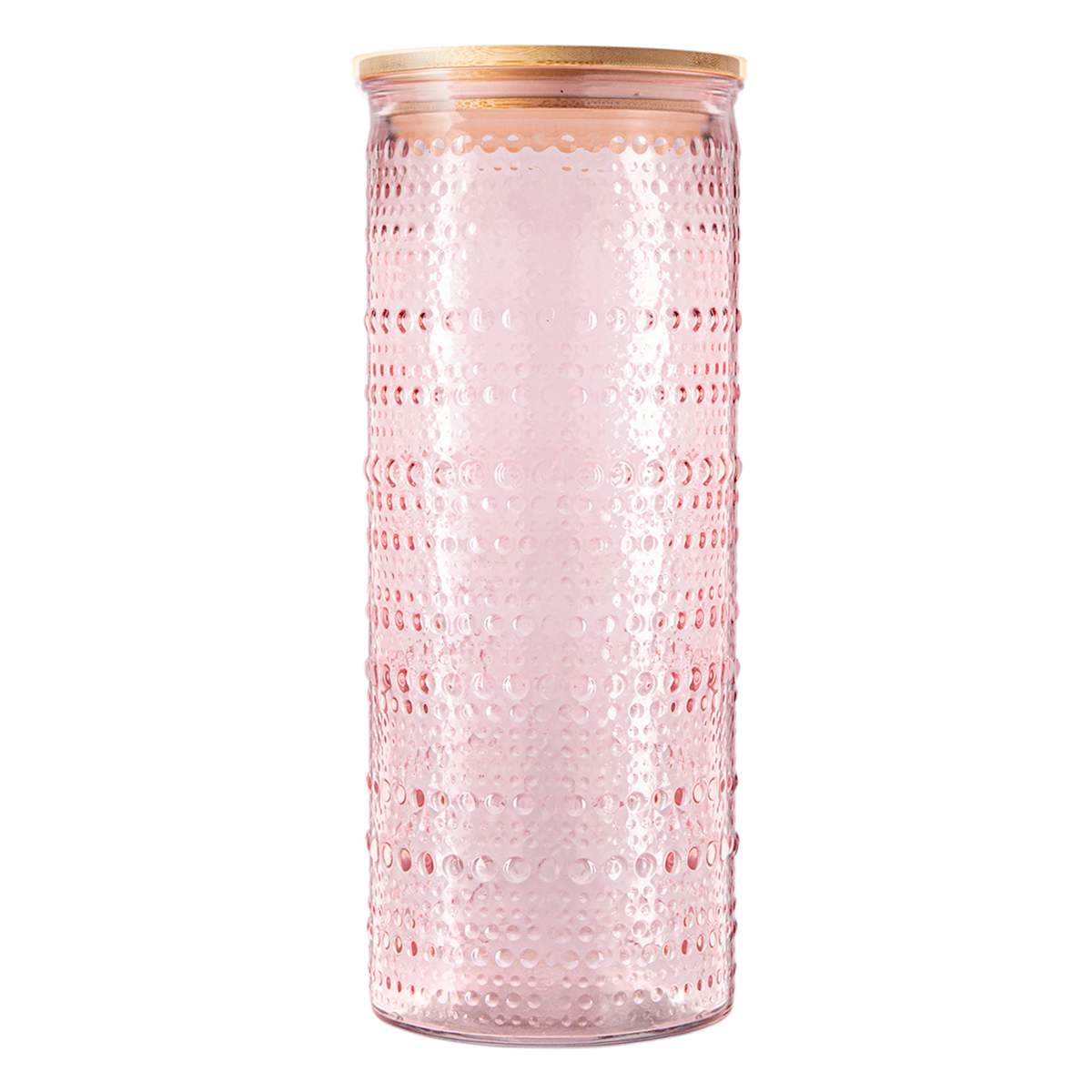 At Home Halo Blush Pink Canister With Bamboo Lid 91oz