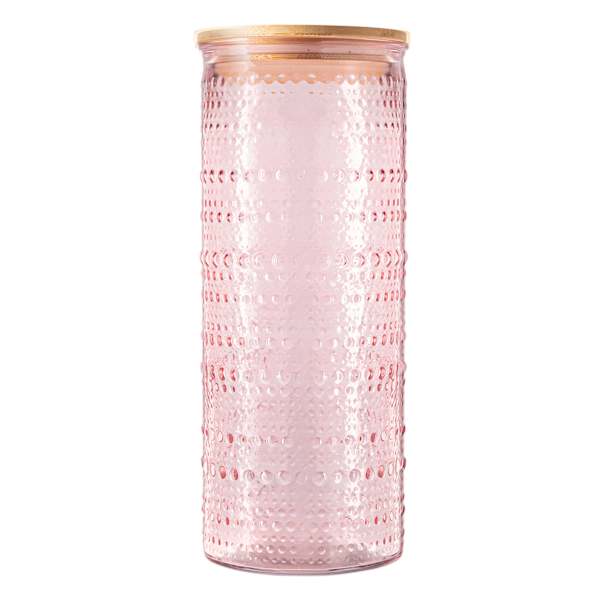 at home Halo Blush Pink Canister with Bamboo Lid 91oz