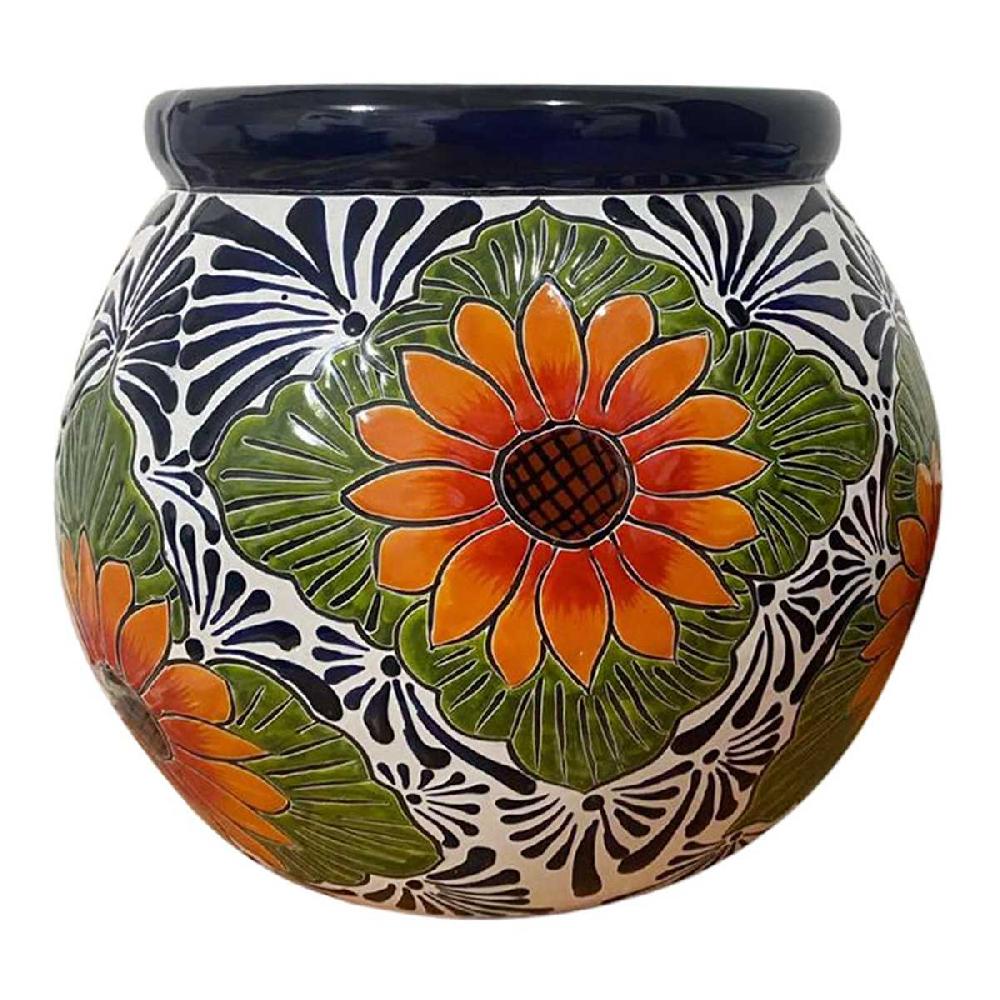 At Home Hand Painted Sunflower Talavera Outdoor Planter Large