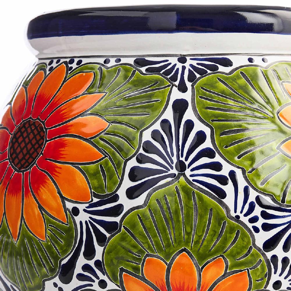 At Home Hand Painted Sunflower Talavera Outdoor Planter Large