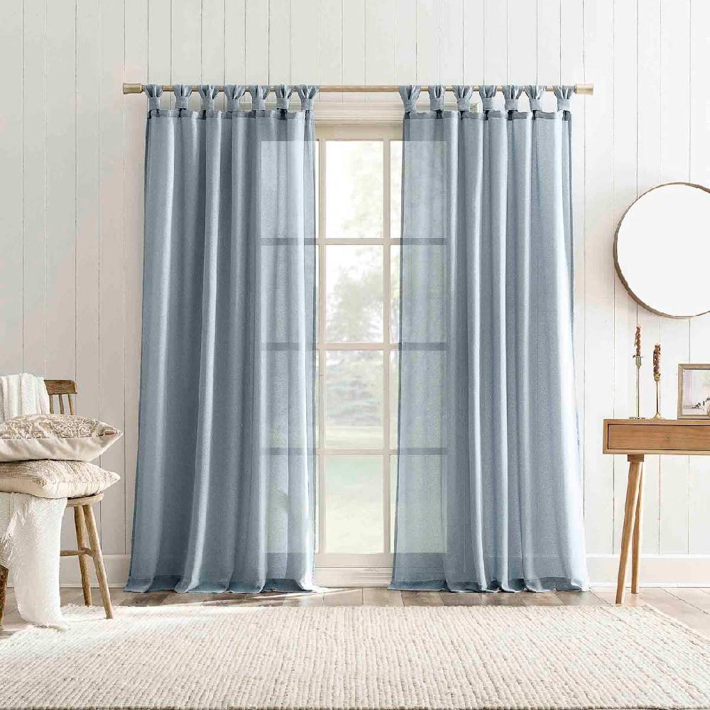At Home Harrison Denim Sheer Tab Loop Single Curtain Panel 84"