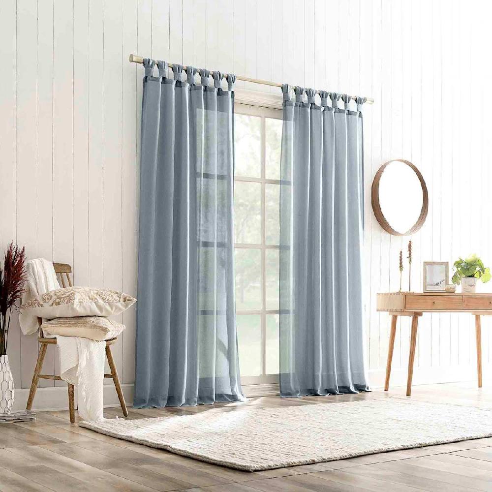 At Home Harrison Denim Sheer Tab Loop Single Curtain Panel 84"