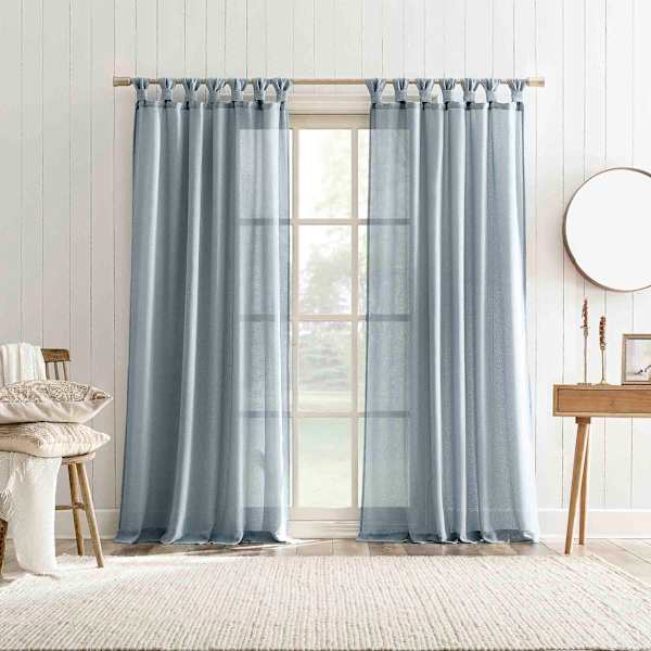 at home Harrison Denim Sheer Tab Loop Single Curtain Panel 84"