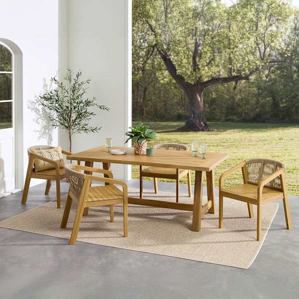 at home Haven Blond Acacia Wood Dining Table & Chair 5-Piece Set