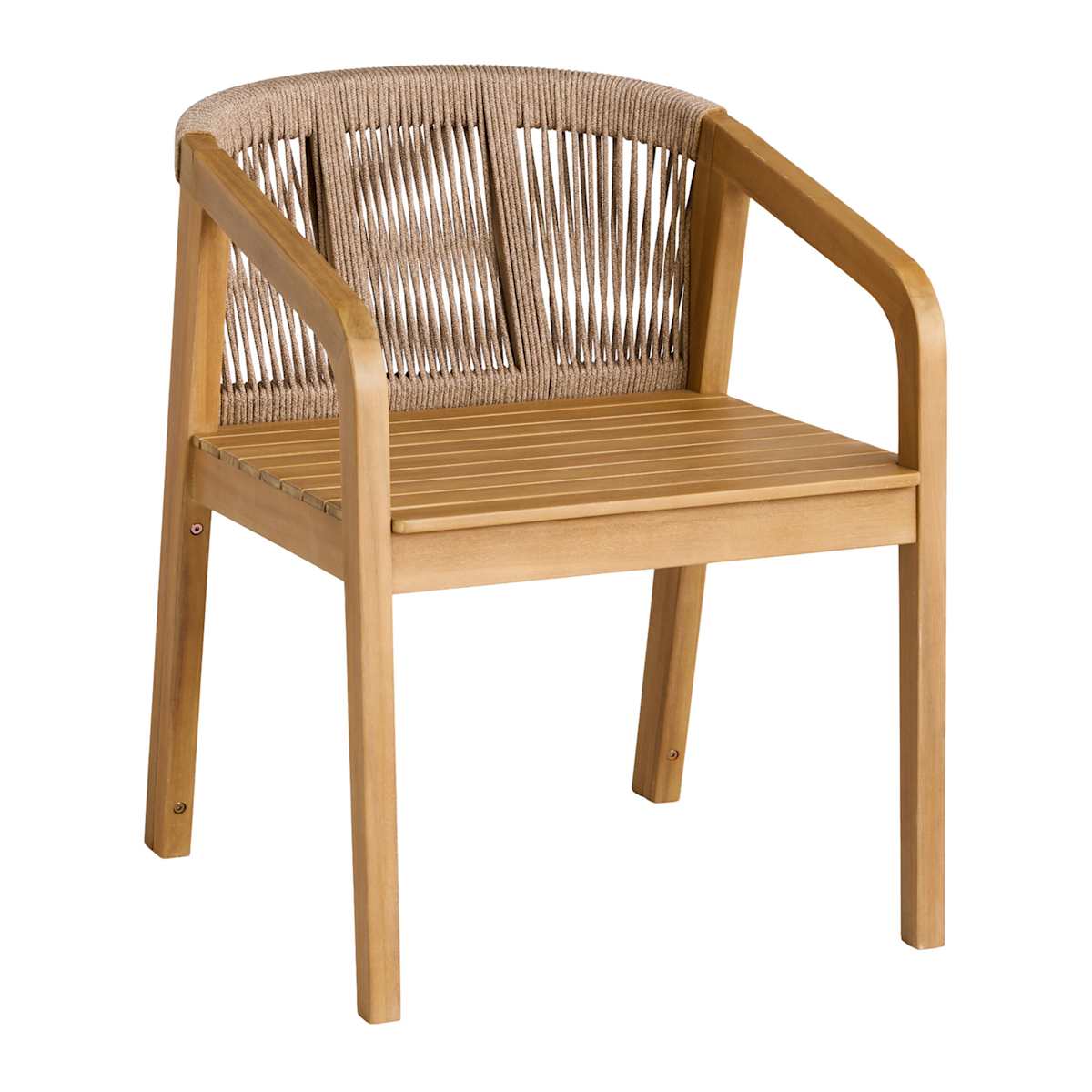 At Home Haven Blonde Acacia Wood & Tan Rope Patio Dining Chair