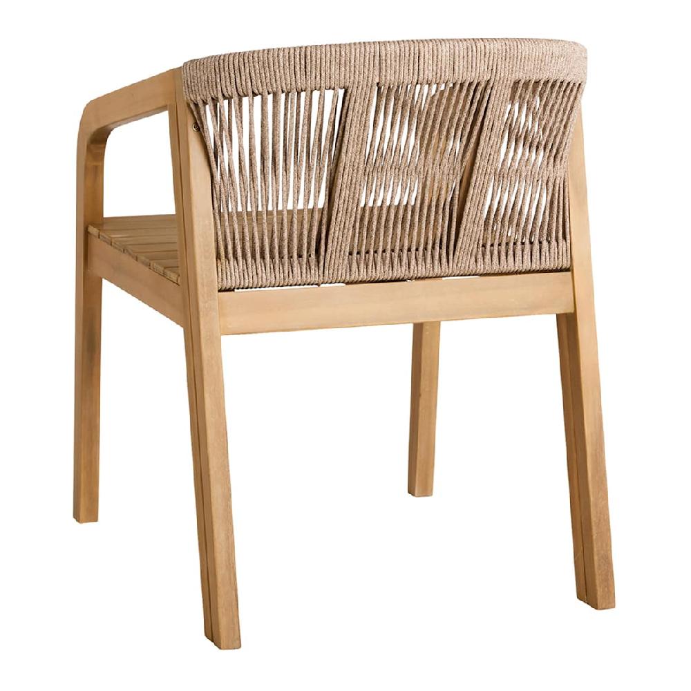 At Home Haven Blonde Acacia Wood & Tan Rope Patio Dining Chair