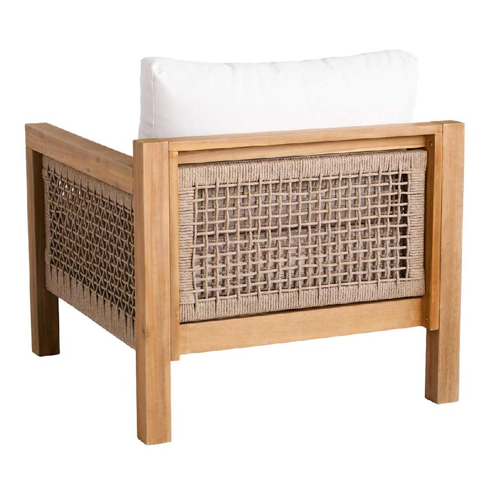 At Home Haven Blonde Acacia Wood With Natural Canvas Cushions Patio Armchair