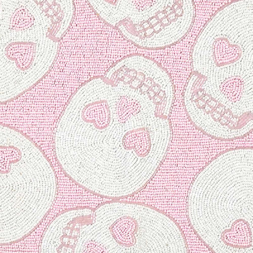 At Home Hey Boo Pink Fully Beaded Tossed Skull Table Runner 36"