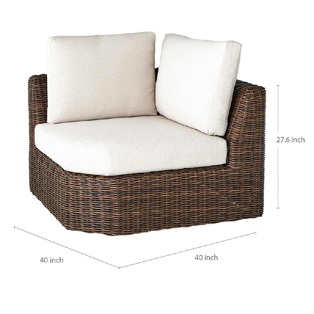 At Home Highland Brown Wicker With Sand Cushions Corner Patio Chair