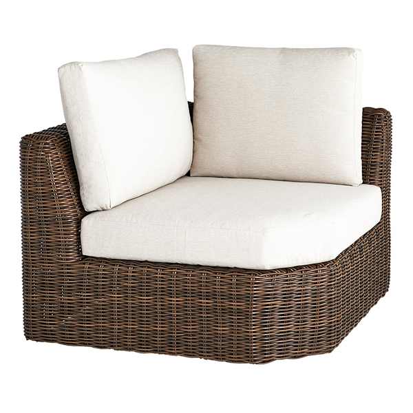 at home Highland Brown Wicker with Sand Cushions Corner Patio Chair
