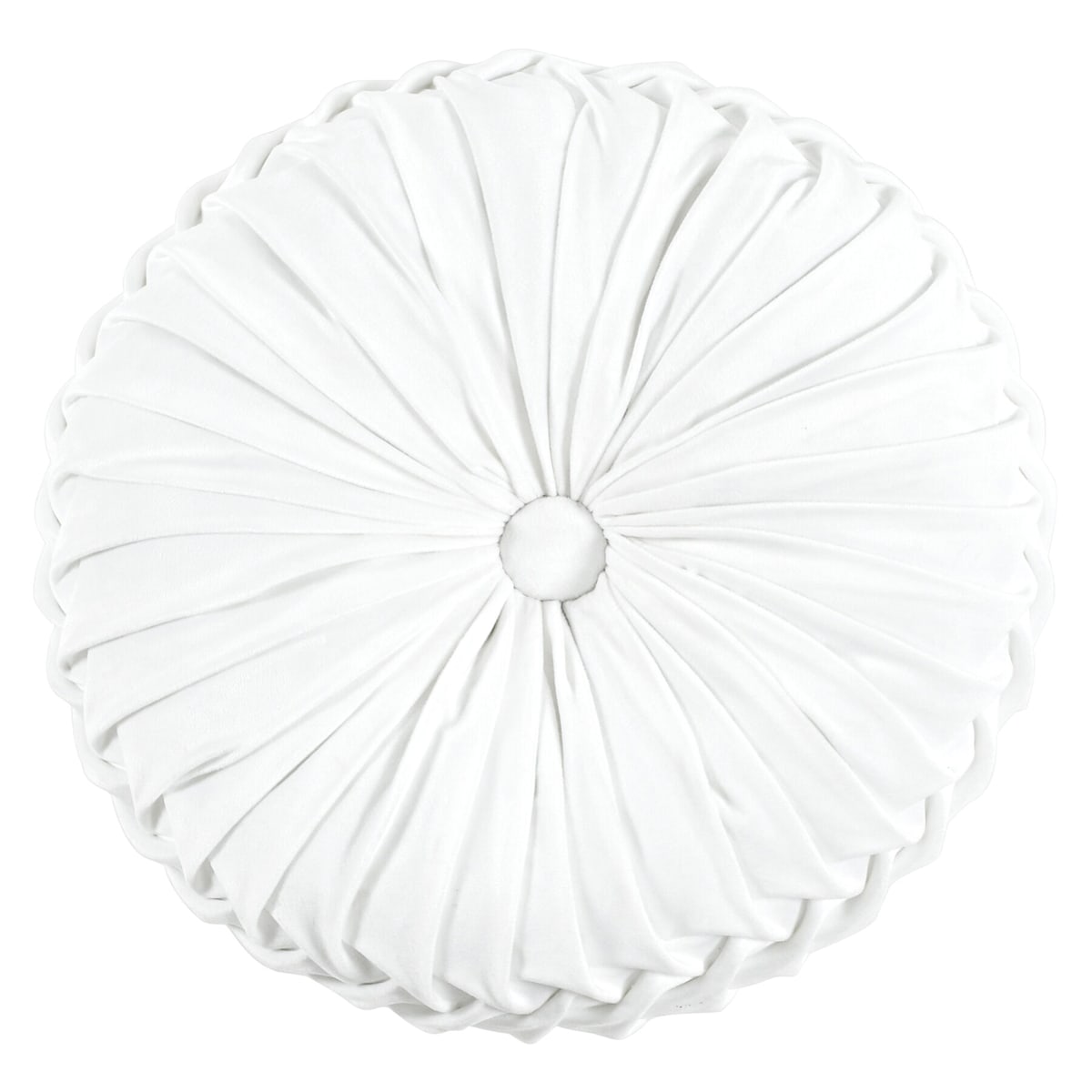 At Home Holan White Pleated Velvet Round Throw Pillow 16"