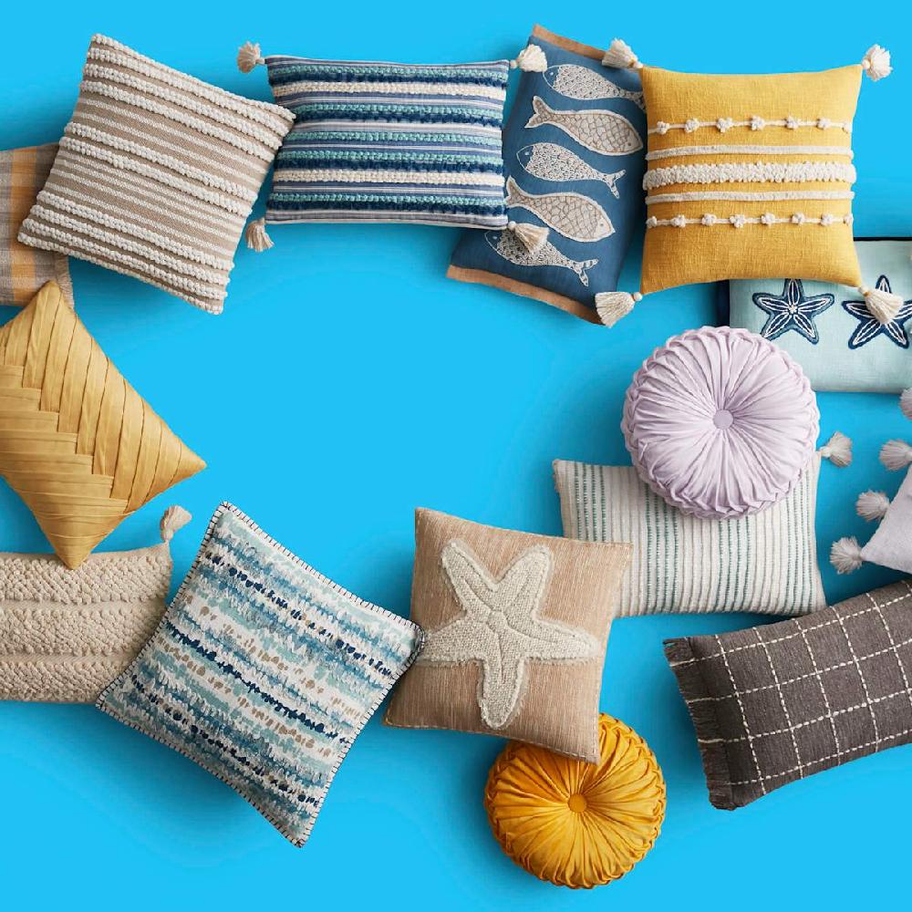 At Home Holan Yellow Pleated Velvet Round Throw Pillow 16"