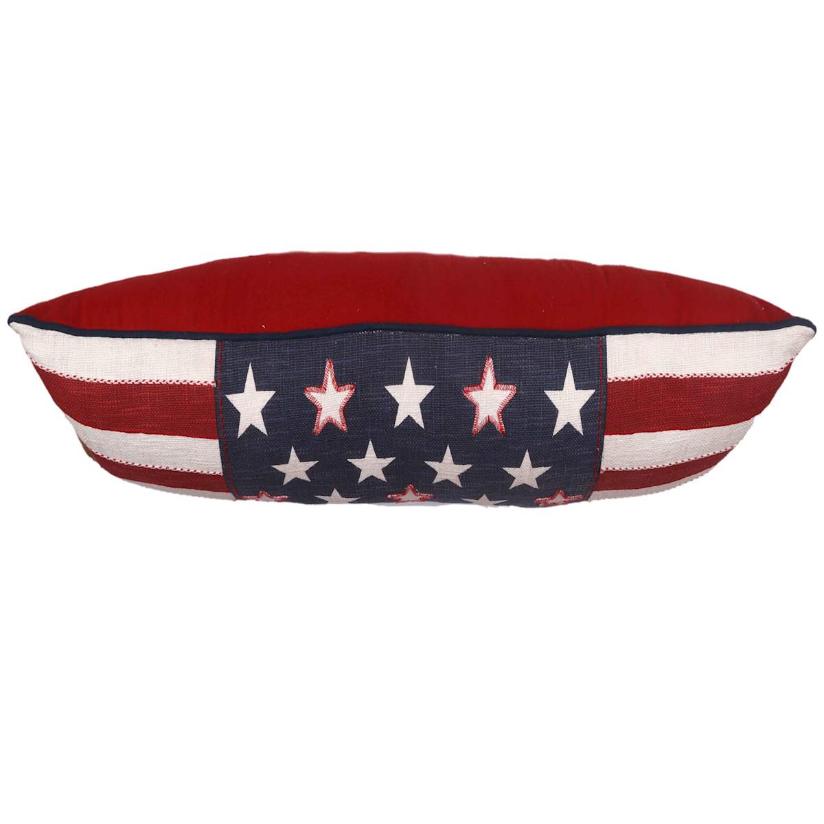 At Home Homespun Patriotic Stars & Stripes Embroidered Throw Pillow 14x36