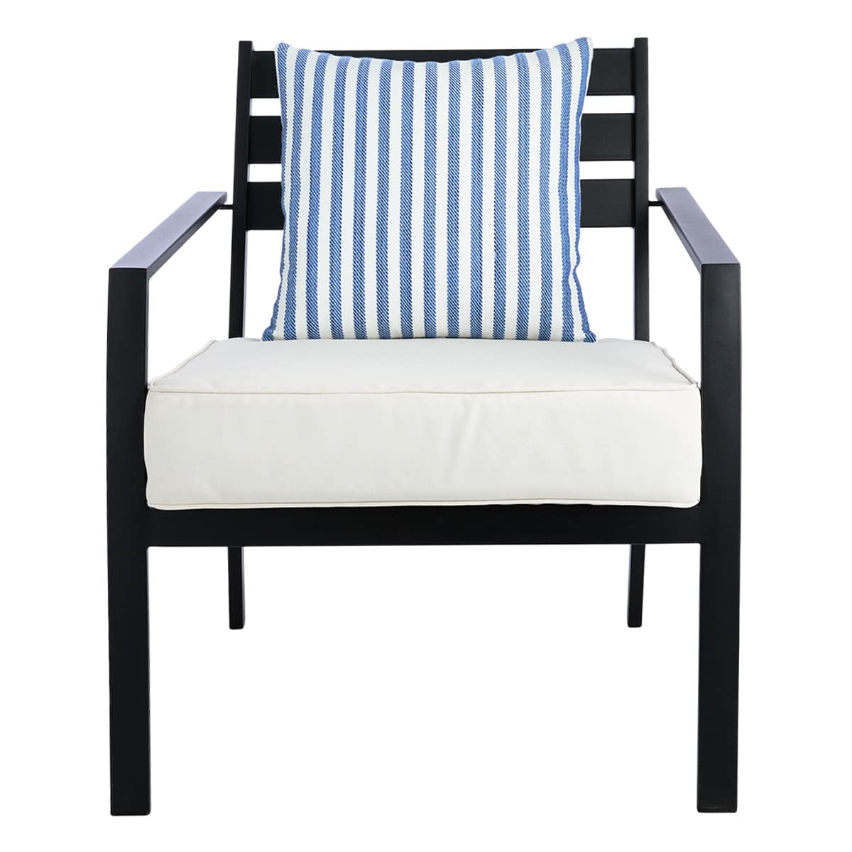 At Home Honeybloom Dark Blue Rope Stripe Woven Outdoor Throw Pillow 18"