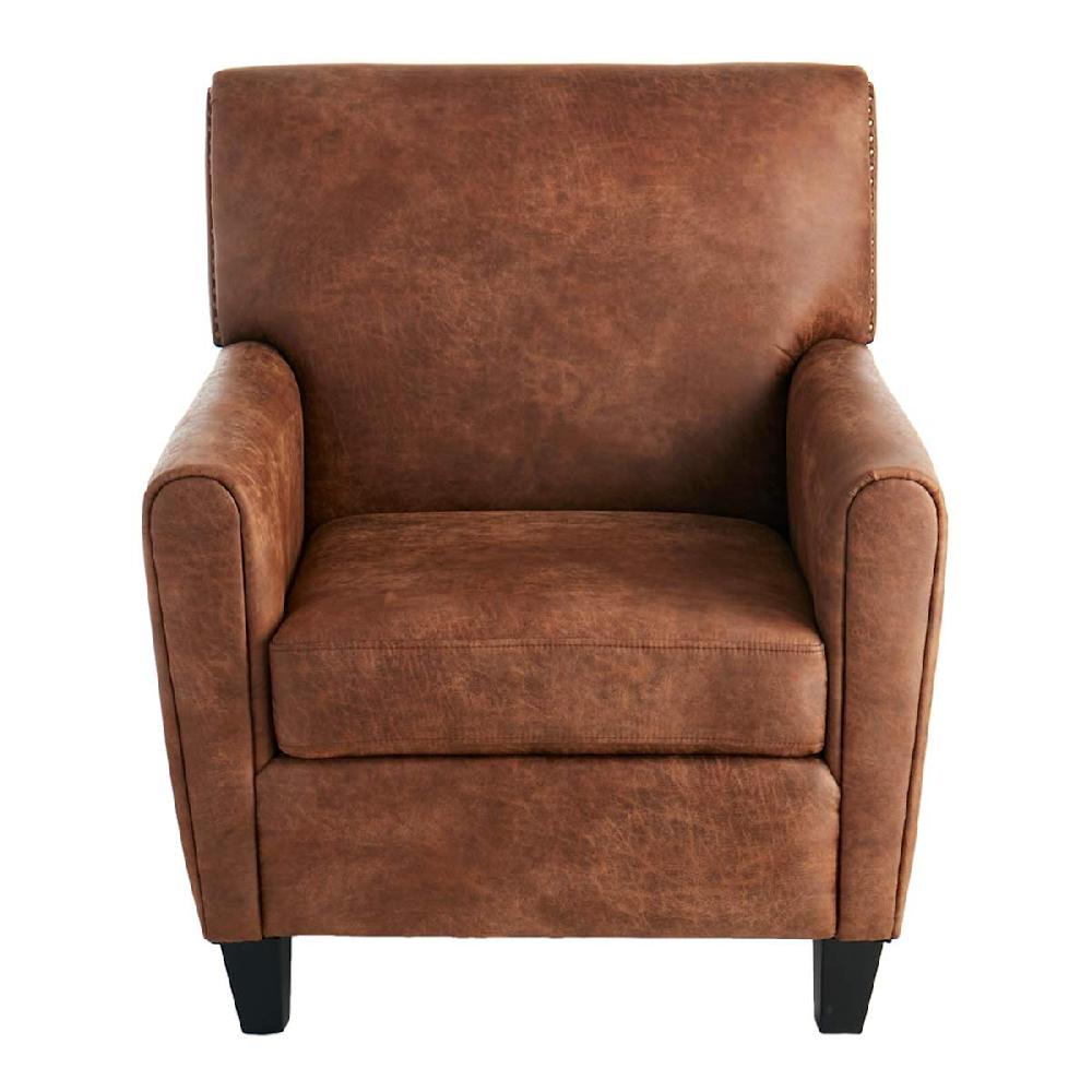 At Home Honeybloom Dylan Faux Leather Accent Chair Brown