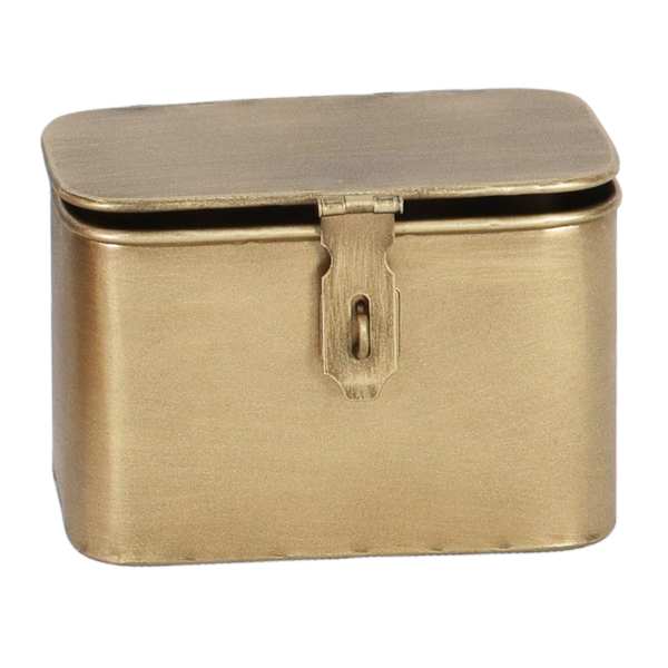 at home Honeybloom Gold Metal Decorative Box with Lid 6"