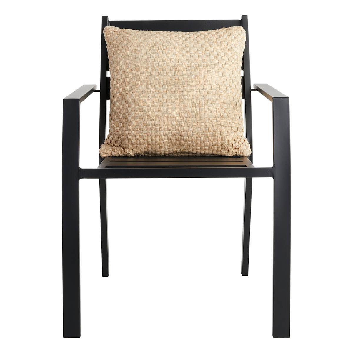 At Home Honeybloom Natural Textured Grid Woven Square Outdoor Throw Pillow 18"