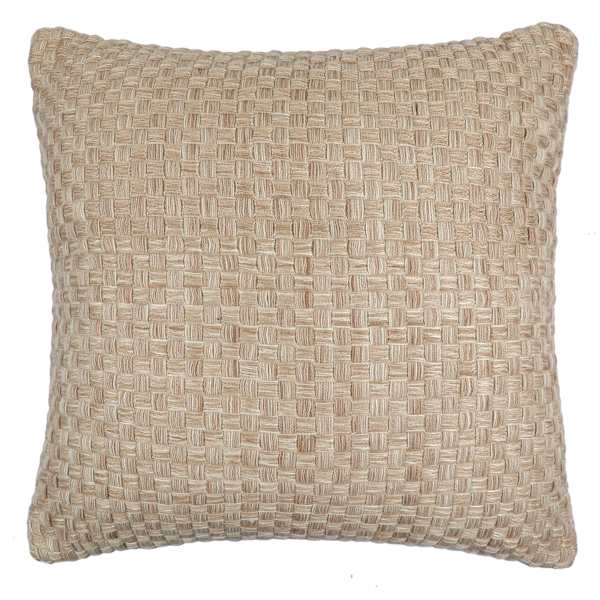 at home Honeybloom Natural Textured Grid Woven Square Outdoor Throw Pillow 18"