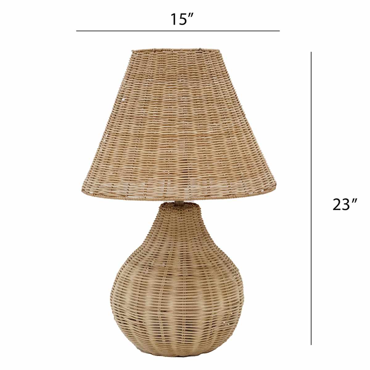 At Home Honeybloom Natural Weaving Rattan Medium Table Lamp With Shade 24"