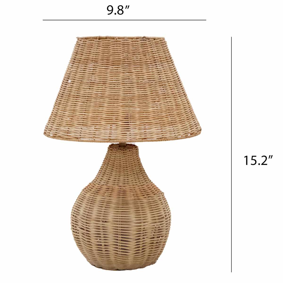 At Home Honeybloom Natural Weaving Rattan Small Table Lamp With Shade 16.5"