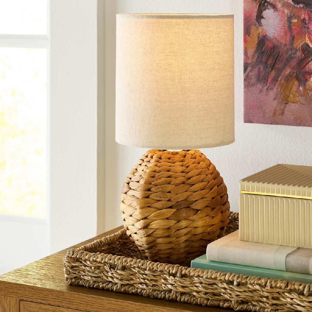 At Home Honeybloom Woven Seagrass Mini Table Lamp With Shade 13"