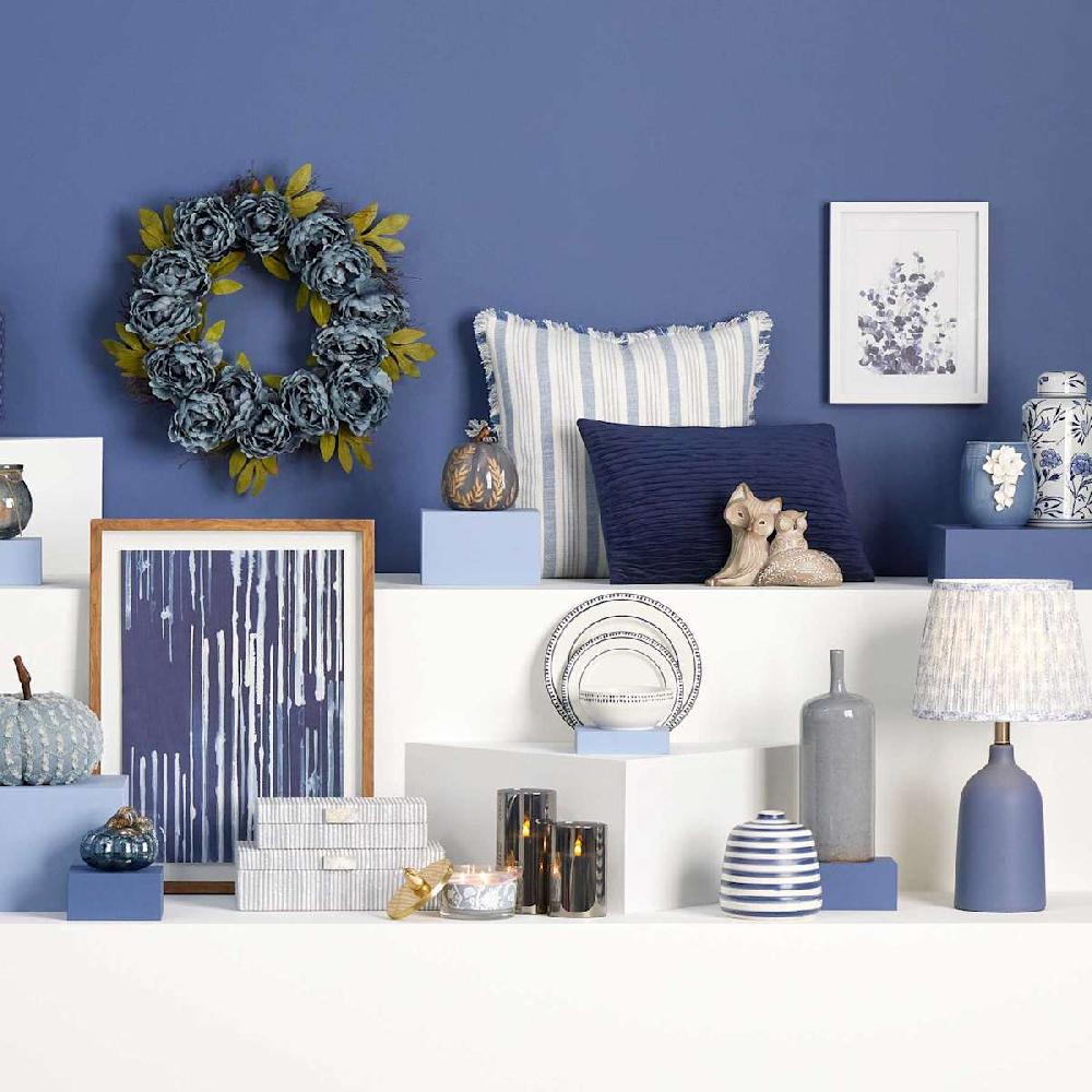 At Home Indigo Ripple Textured Plush Throw Pillow 14x20