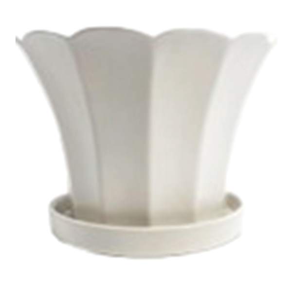 at home Indoor White Tulip Planter with Saucer Medium