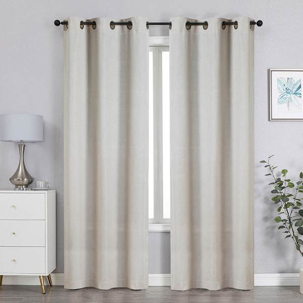 at home Ivory Linen Blend Blackout Grommet Single Curtain Panel 95"