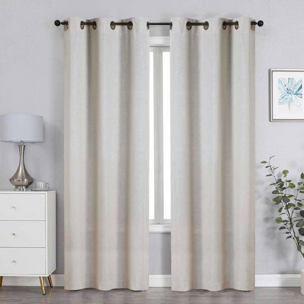at home Ivory Linen Blend Light Filtering Grommet Curtain Panel 95"