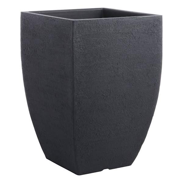 at home Japi All-Weather Black Lead Modern Square Outdoor Planter Medium
