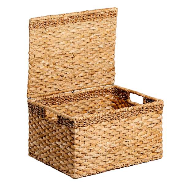 at home Joan Water Hyacinth Rectangle Storage Basket with Lid Large