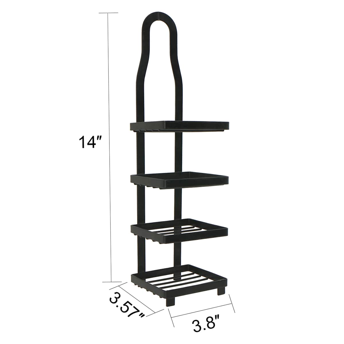 At Home Keller Black 4 Tier Shower Soap Holder With Adhesive Sticker Hooks
